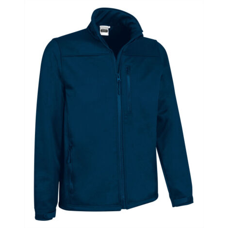 Chaqueta softshell con tres bolsillos, cuello alto y puños regulables, tejido softshell elástico VALENTO GRIZZLY XL Azul marino orión