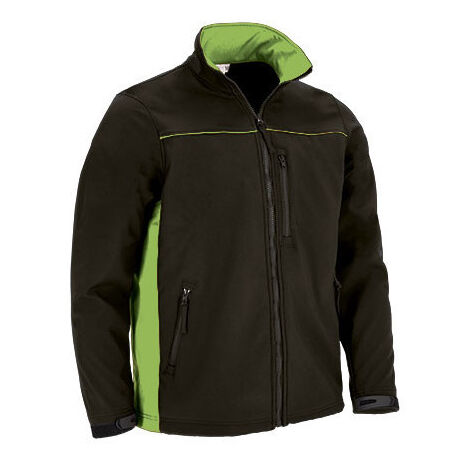 Chaqueta softshell bicolor 3 bolsillos con interior polar combinado, colores vivos VALENTO THUNDER XXL Negro/Verde manzana