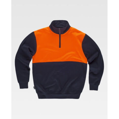 Sudadera combinada cuello alto con cierre de media cremallera y costuras reforzadas C9840 (1/5)