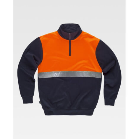 Sudadera combinada con cinta reflectante cuello alto con cierre de media cremallera y costuras reforzadas C9841 (1/5)