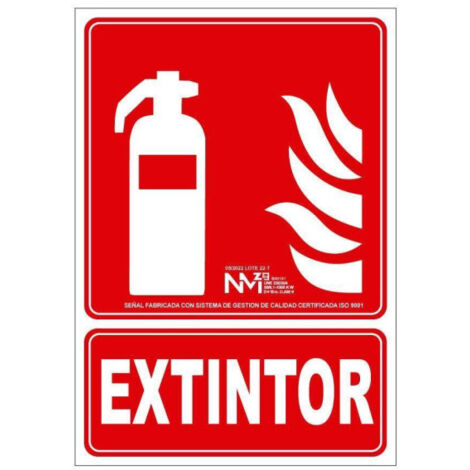 Señal de Extintor con foto luminiscente homologada SEKURECO                         210 x 300 mm                          CLASE B (PVC 0'5 mm)