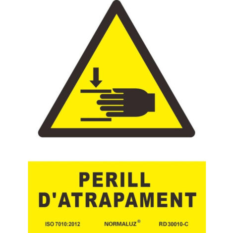 Señal en Catalán "PERILL D´ ATRAPAMENT", con tintas UV SEKURECO (1/3)