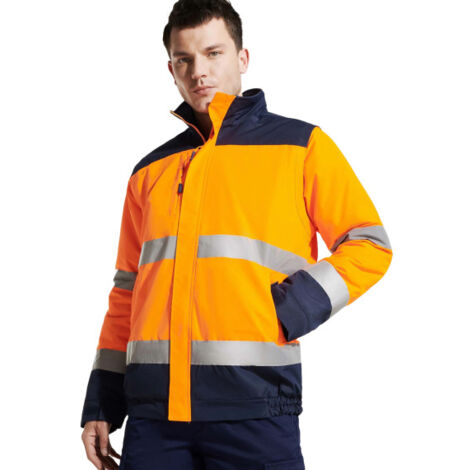 Parka de alta visibilidad en dos colores con cintas reflectantes en el cuerpo y mangas EPSYLON ROLY XXXXL Azul Marino/Naranja Fluor (1/4)
