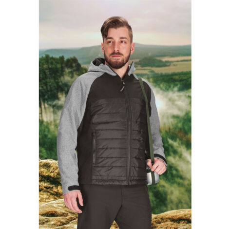 Chaqueta softshell acolchada con diseño bicolor en gris y negro, con capucha VALENTO BERING L (1/3)