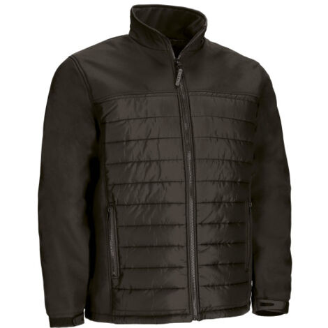 Chaqueta acolchada con bolsillos, puños con cierre de goma, en azul y negro, tejido softshell en canesú VALENTO LARIDON 3XL Negro (1/2)