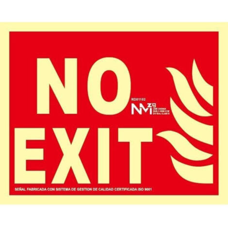 Cartel de emergencia No Exit 320X160 mm luminiscente SEKURECO Clase B (PVC 0'7 mm) (1/2)