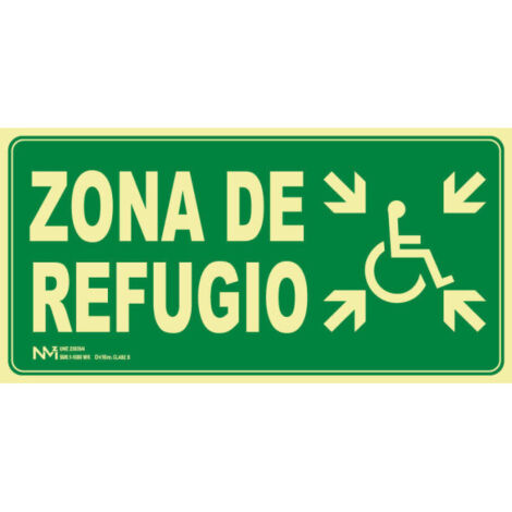 Señal "Zona de Refugio Minusválido" 320 x 160 mm CLASE A (PVC 1 mm)