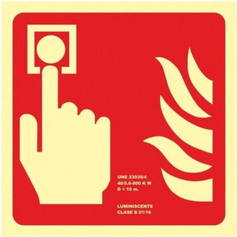 Señal de extinción Pulsador de Alarma (sin texto) luminiscente SEKURECO                         630 x 630 mm                          CLASE A (ALUMINIO 0'5 mm)