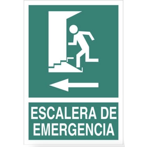 Señal de evacuación Escalera Emergencia flecha izquierda 210X148 (1/2)