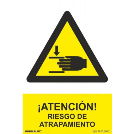 Señal adhesiva Peligro riesgo de atrapamiento en poliestireno para advertencia industrial                                                   Poliestireno       148x105 mm