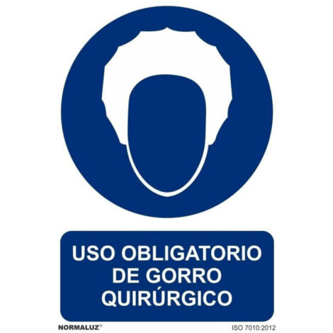 Señal con tintas UV de Uso Obligatorio de Gorro Quirúrjico SEKURECO 600 x 800 mm PVC 3 mm