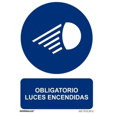 Señal que indica Obligatorio Luces Encendidas, con tintas UV SEKURECO 800 x 1200 mm PVC 3 mm
