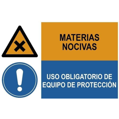 Señal combinada Materias nocivas, Uso obligatorio de equipo protección SEKURECO                 Adhesivo vinilo