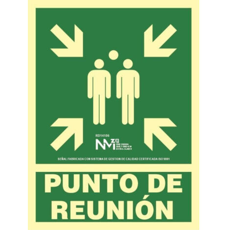Señal de emergencia Punto de Reunión con capa luminiscente SEKURECO 210 x 300 mm Clase A (PVC 1 mm)