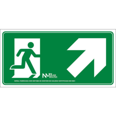 Señal de emergencia Salida Subida Escalera Derecha (solo pictograma) luminiscente SEKURECO 320 x 160 mm CLASE B (PVC 0'7 mm) (1/2)