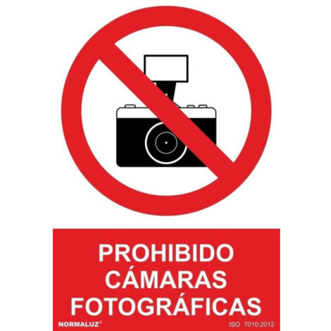 Prohibido cámaras fotográficas, señal de prohibición con tintas UV SEKURECO 600 x 800 mm PVC 3 mm