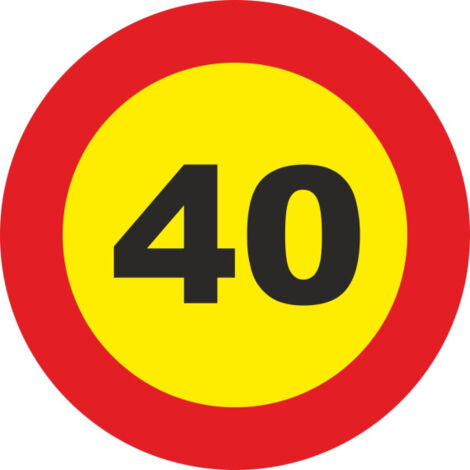 Señal Vial Metálica 40 Km/h Velocidad Máxima Diámetro 500 mm