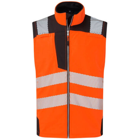 Chaleco de trabajo cuello alto y tejido hidrófugo cintas reflectantes PW325 4XL Naranja/Negro (1/2)