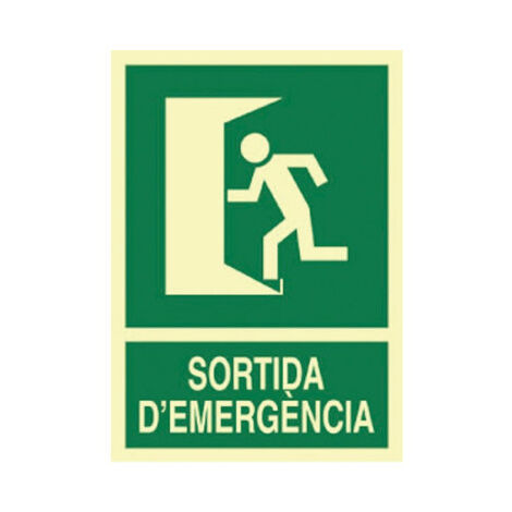 Señal en catalán: Sortida D'emergència esquerra 297X210 mm (1/2)