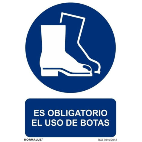 Señal de obligación Es Obligatorio El Uso de Botas SEKURECO                         200 x 300 mm                          ADHESIVOS DE VINILO