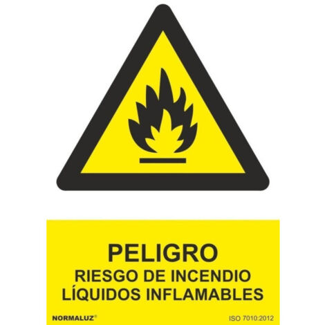 Señal Peligro Riesgo de Incendio Líquidos Inflamables SEKURECO                         800 x 1200 mm                          PVC 3 mm