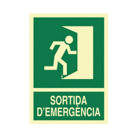 Señal en catalán: Sortida D'emergència dreta (texto y pictograma) 297X210 mm (1/2)