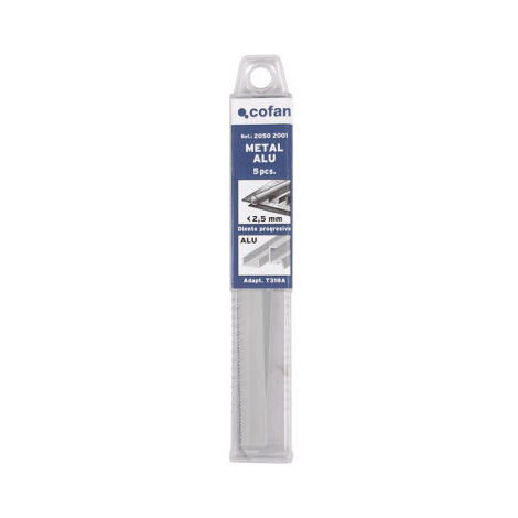 Sierras de calar para metal y aluminio (5 piezas)                                                     77 x 1.2-2.6 mm        T123X (1/2)