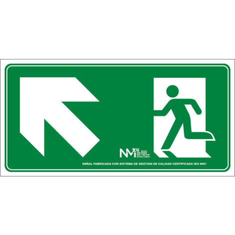 Señal de emergencia Salida Subida Escalera Izquierda (solo pictograma) luminiscente SEKURECO                         320 x 160 mm                          CLASE B (PVC 0'7 mm) (1/2)