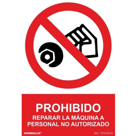 Señal de Prohibido reparar la máquina solo personal autorizado SEKURECO , Tintas UV 210 x 300 mm PVC GLASSPACK 0'7 mm (1/2)
