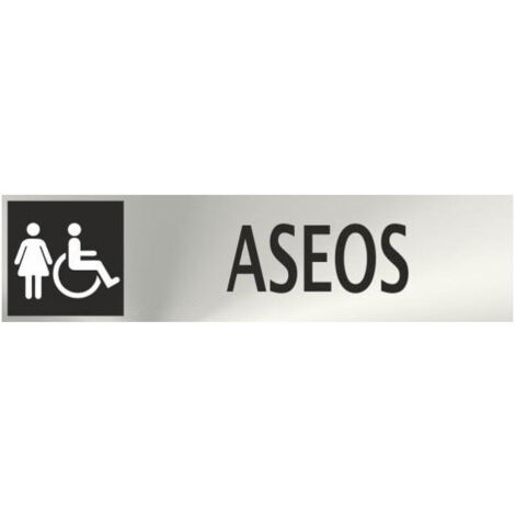 Señal informativa de acero inoxidable Aseos mujer y minusválidos de 50x200 mm SEKURECO (1/2)