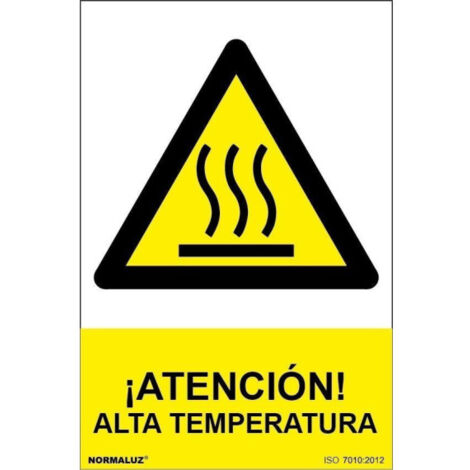 Cartel con tintas UV ¡Atención Alta Temperatura SEKURECO 600 x 800 mm PVC 3 mm