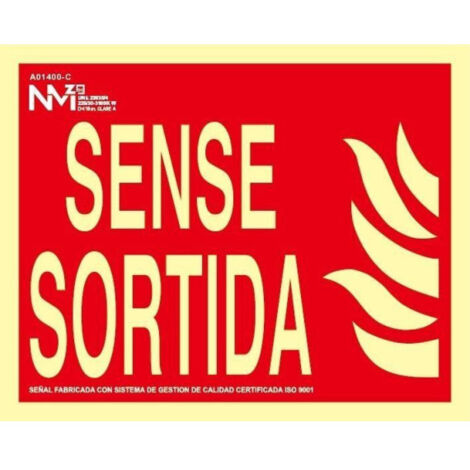 Señal de emergencia en catalán Sense Sortida luminiscente 320 x 160 mm SEKURECO (1/2)