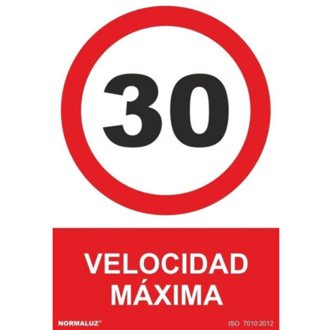 Señal de Velocidad Máxima 30 km/h, con tintas UV SEKURECO                         800 x 1200 mm                          PVC 3 mm