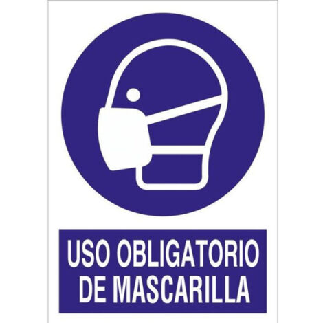 Señal obligación Uso obligatorio de mascarilla Pegatina Adhesiva 210X148 (1/2)