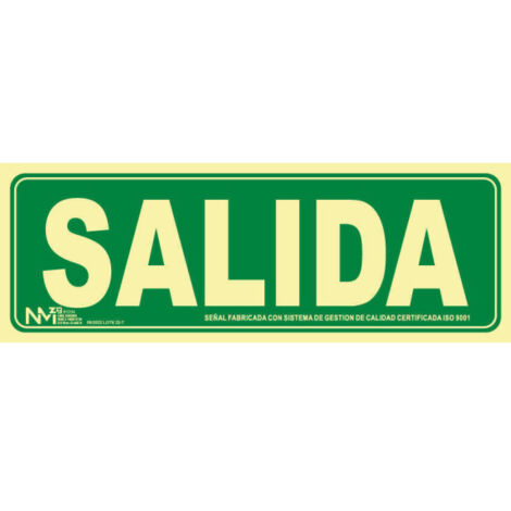 Señal de evacuación Salida luminiscente SEKURECO                         640 x 320 mm                          CLASE B (PVC 0'7 mm)