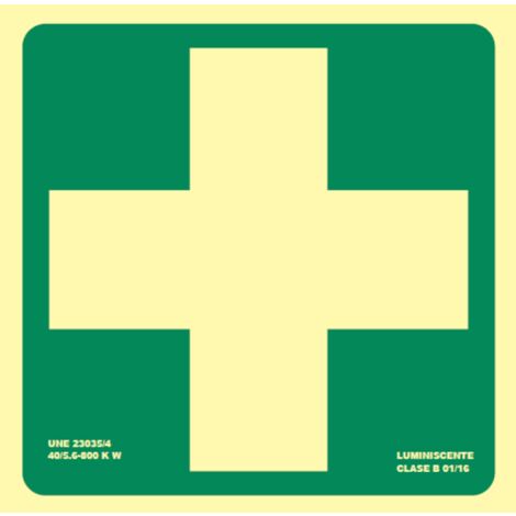 Cartel de emergencia de botiquín de primeros auxilios Gran Formato SEKURECO                         420 x 420 mm                          CLASE B (PVC 0'7mm) (1/2)