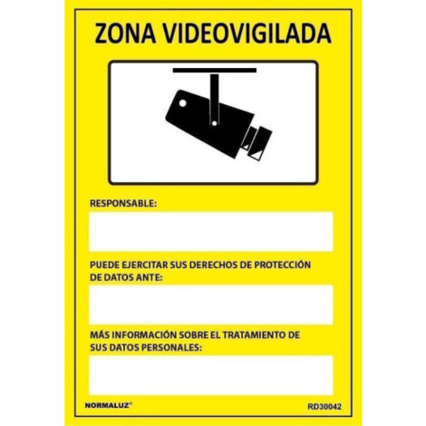 Señal de aviso Zona videovigilada SEKURECO 600 x 800 mm PVC 3 mm