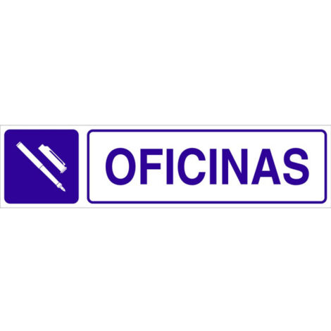 Señal informativa OFICINAS de texto y pictograma                                                          250x62 mm (1/2)