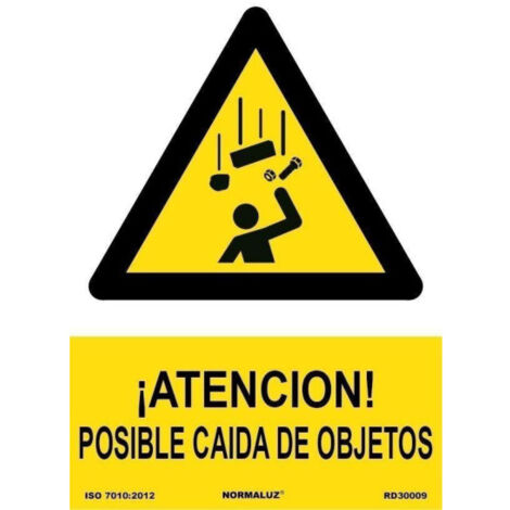 Señal de ¡Atención Posible Caída de Objetos (tintas UV) SEKURECO                         800 x 1200 mm                          PVC 3 mm