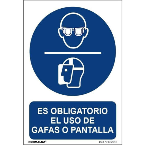 Señal de obligación para uso de gafas o pantalla, con tintas UV SEKURECO                         600 x 800 mm                          PVC 3 mm