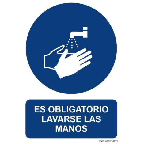 Señal de obligación Es Obligatorio Lavarse Las Manos (varias medidas) SEKURECO                         800 x 1200 mm                          PVC 3 mm