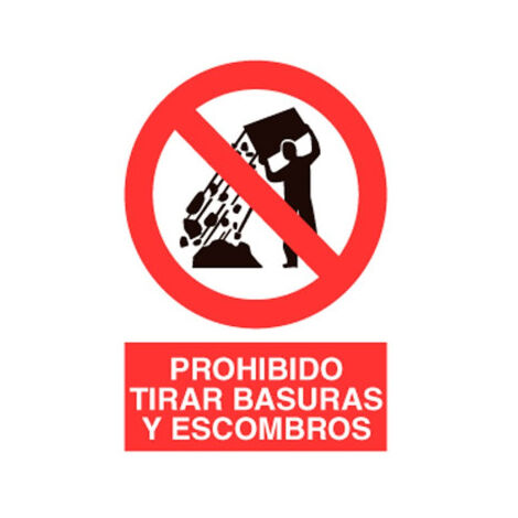 Señal de Prohibido tirar basuras y escombros Poliestireno 210X148