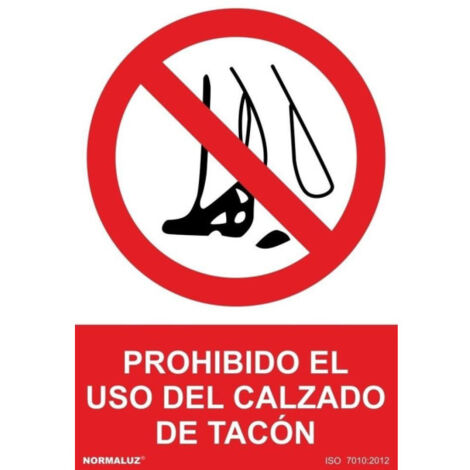 Señal de prohibido el uso de calzado de tacón SEKURECO 210 x 300 mm CLASE B (ALUMINIO 0'5 mm) (1/2)