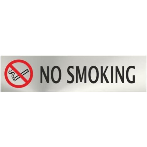 Cartel informativo inglés en acero inox. No Smoking de 0'8mm 50 x 200 mm SEKURECO (1/2)
