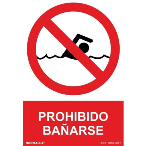 Señal de Prohibido bañarse, con tintas UV SEKURECO 800 x 1200 mm PVC 3 mm