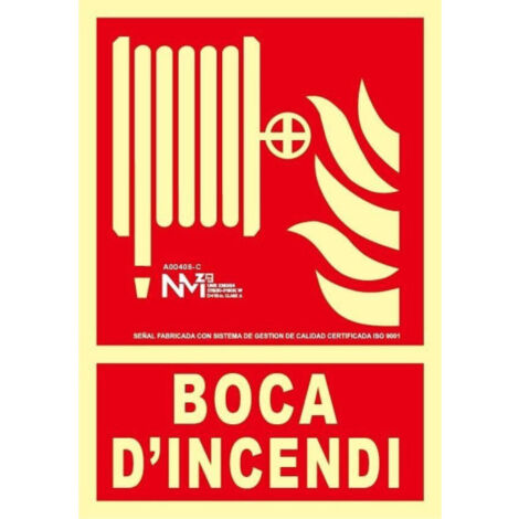 Señal de extinción Boca D'incendi con capa luminescente PVC Clase B 210 x 300 mm SEKURECO (1/2)