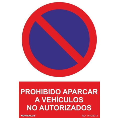 Señal de Prohibido aparcar a vehículos no autorizados SEKURECO 210 x 300 mm PVC GLASSPACK 0'7 mm