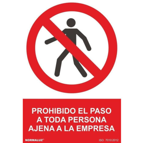 Prohibido el paso a toda persona ajena a la empresa, señal de prohibición SEKURECO 150 x 200 mm ADHESIVOS DE VINILO