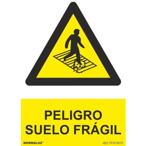 Señal de Peligro Suelo Frágil SEKURECO 100 x 150 mm ADHESIVOS DE VINILO (1/2)