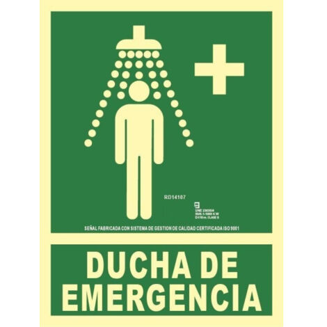 Señal de Ducha de Emergencia en aluminio Clase A 210 x 300 mm SEKURECO (1/2)
